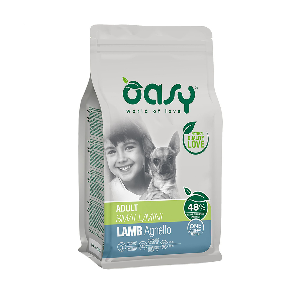 Сухий корм для дорослих собак малих порід Oasy One Animal Protein Adult Small/Mini з ягням, 800 г